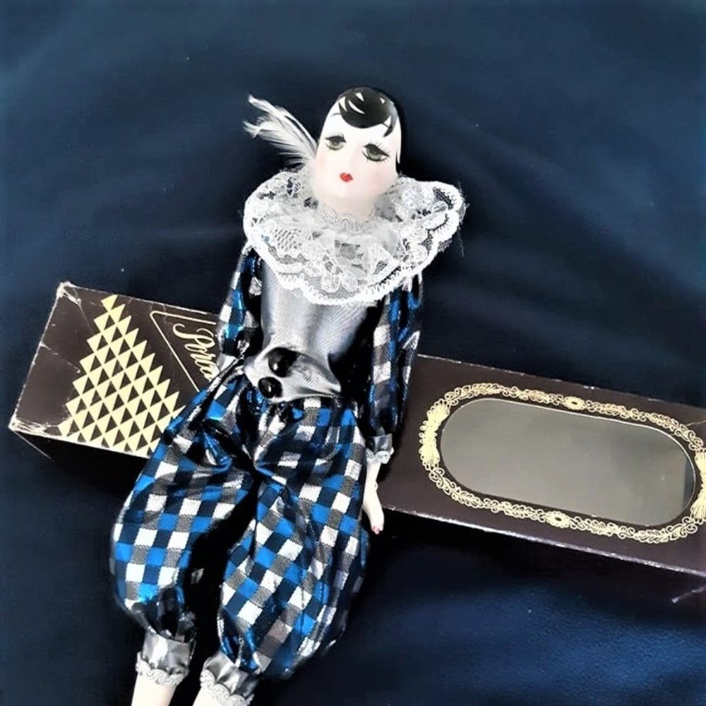 Vintage Porcelain Harlequin Doll